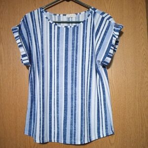 Elegant Blue Striped Women's Blouse